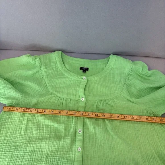 TALBOTS Airy Gauze Tie Sleeve Top - Bright Lime Plus SZ 1X Lightweight, Casual - Picture 5 of 8
